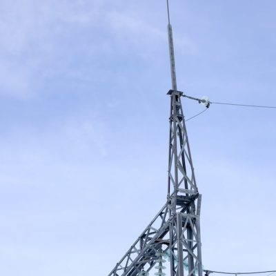 Lightning rod on an electric support. Safety precautions